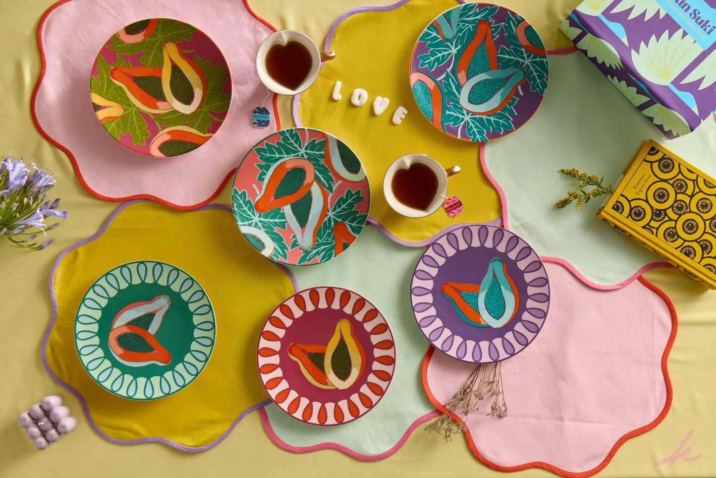 Colorful mix and match set with vibrant papaya hues, perfect for adding a fun touch to any outfit