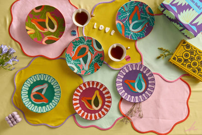 Colorful mix and match set with vibrant papaya hues, perfect for adding a fun touch to any outfit